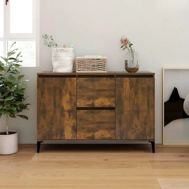vidaXL Dressoir 102x35x70 cm bewerkt hout gerookt eikenkleurig Bruin