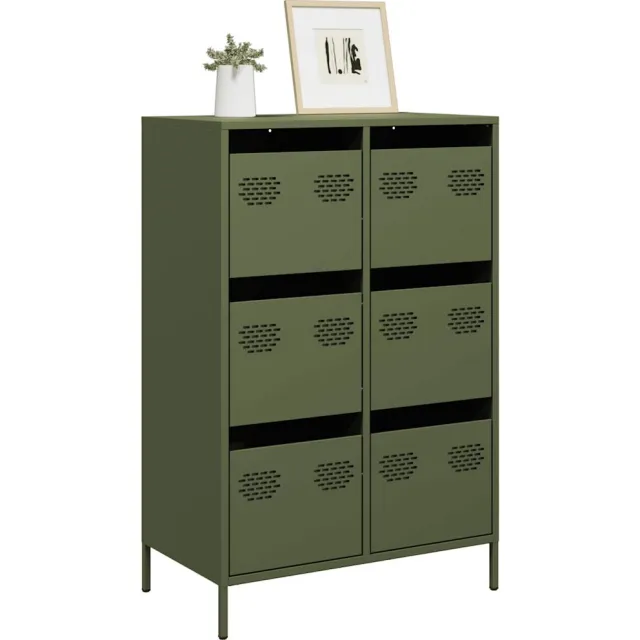 vidaXL Hoge kast 68x39x101,5 cm staal olijfgroen