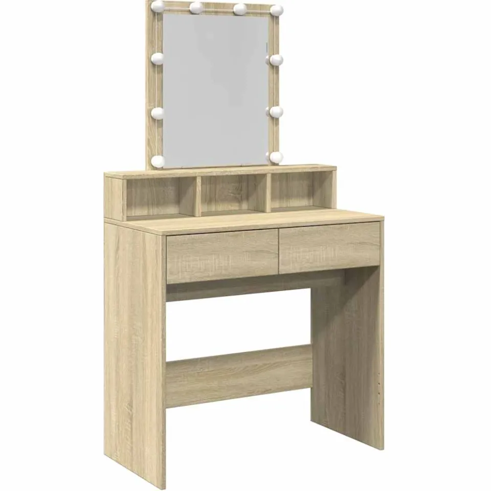 vidaXL Kaptafel met LED 80x41x144,5 cm sonoma eikenkleurig Bruin