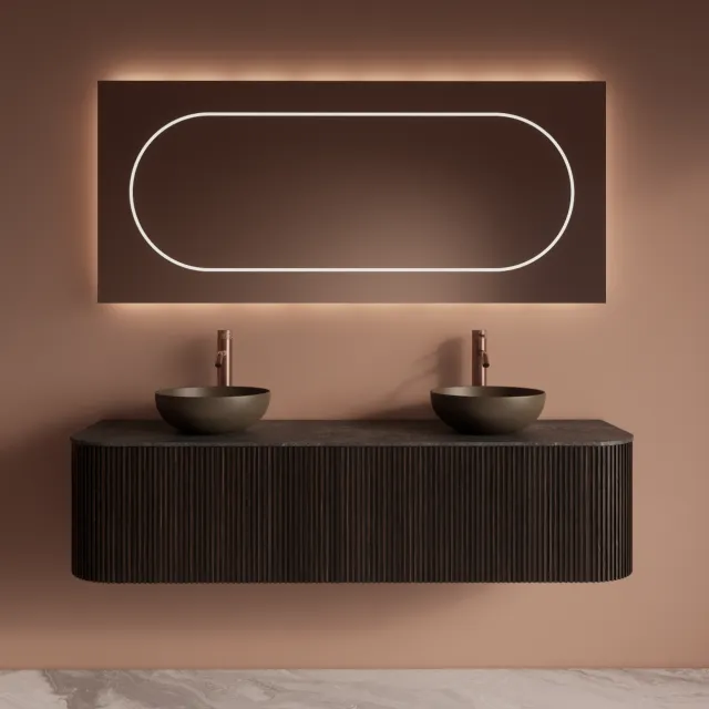 Gliss Design Badkamermeubelset Gliss Design Alluro 160 cm Ebony Eiken Donker