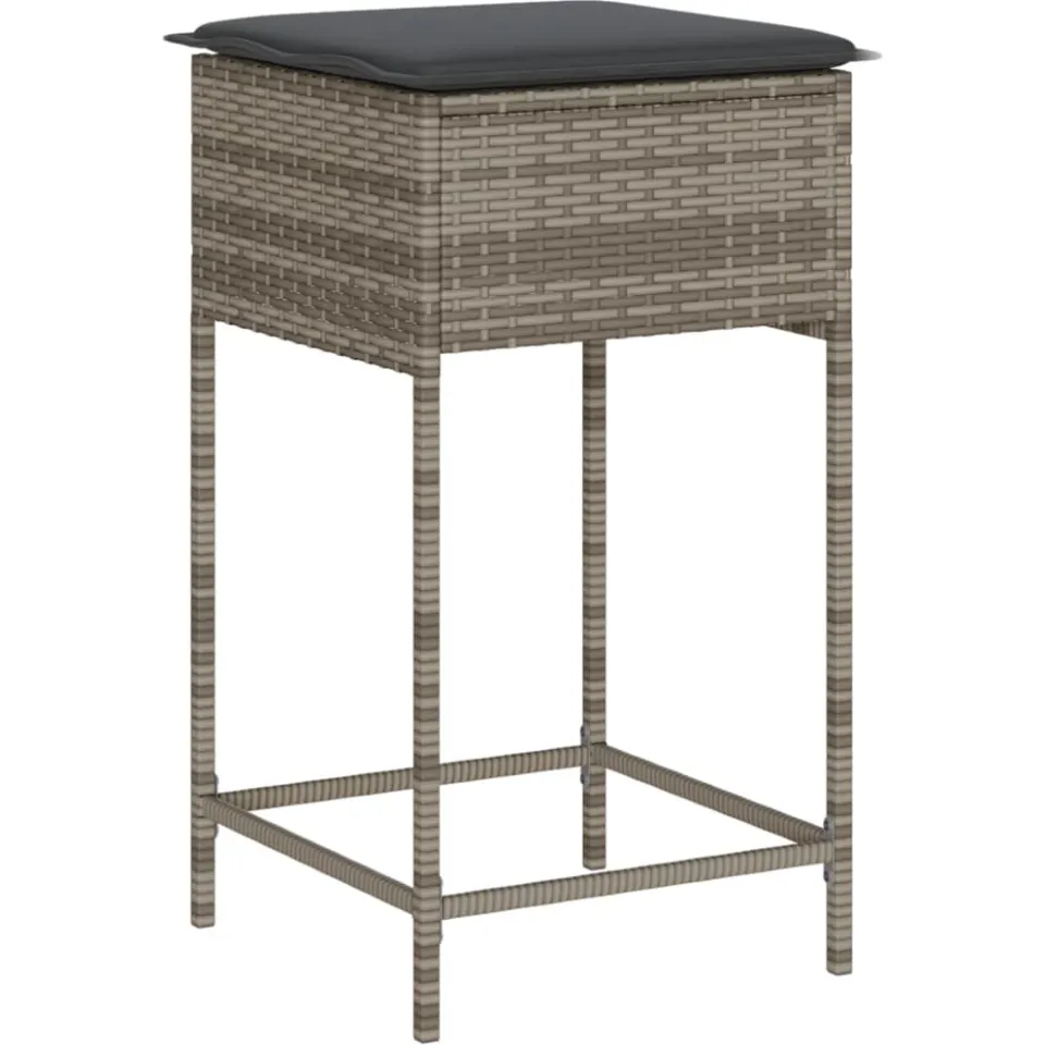 vidaXL 9-delige Tuinbarset met kussens poly rattan grijs