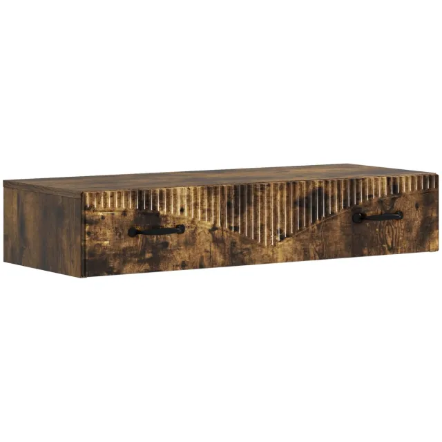vidaXL Wandgemonteerde - Zijtafel - 87,5 - x - 34,5 - x - 17 - cm - Bewerkt - hout Gerookt eiken
