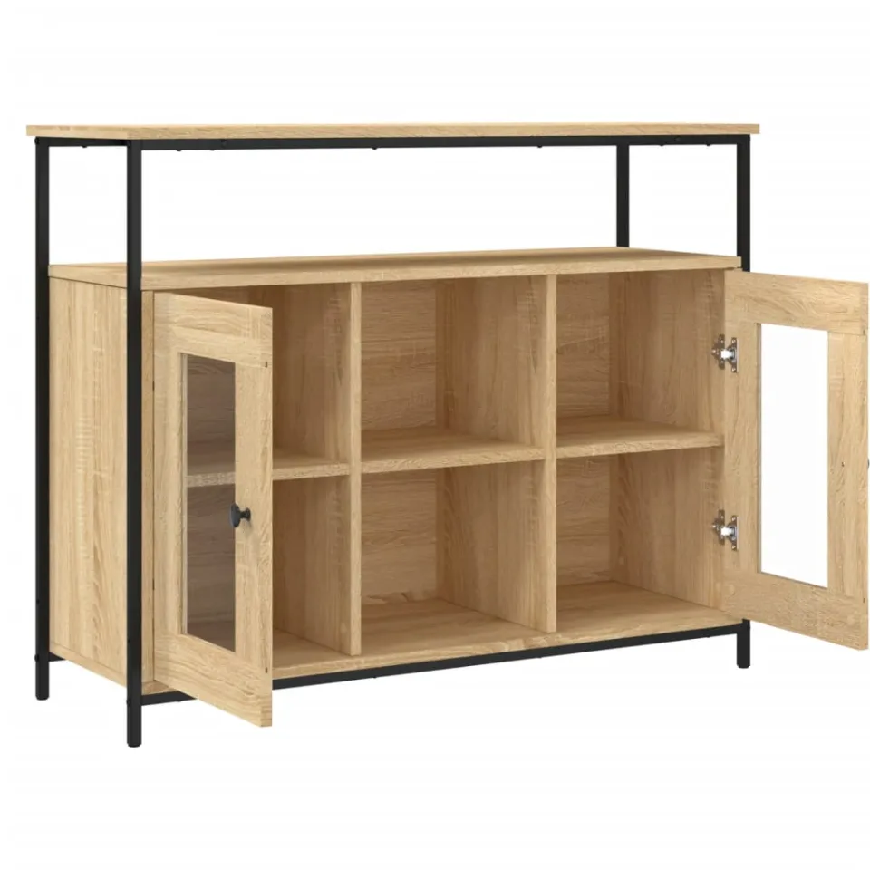 vidaXL Dressoir 100x35x80 cm bewerkt hout sonoma eikenkleurig Bruin
