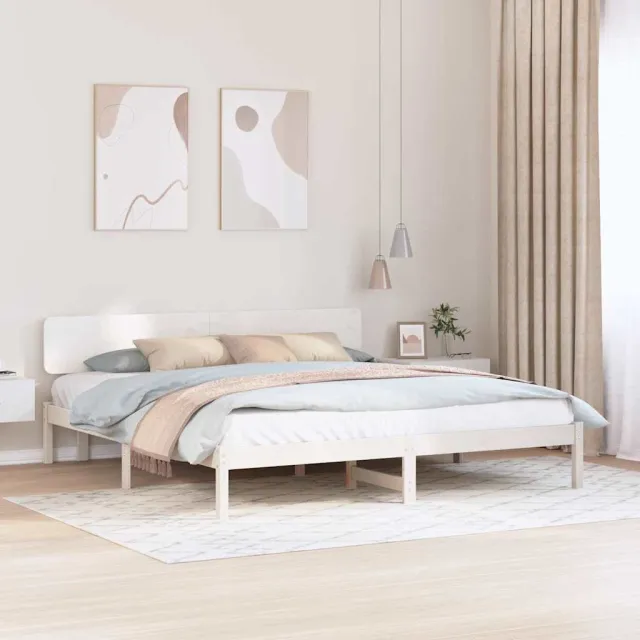 vidaXL Bedframe met hoofdeinde Wit 180 x 200 cm Massief grenenhout