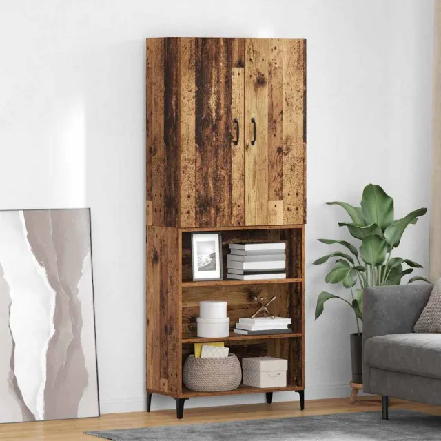 vidaXL Highboard Oud Hout 69,5 x 34 x 180 cm Bewerkt hout Bruin