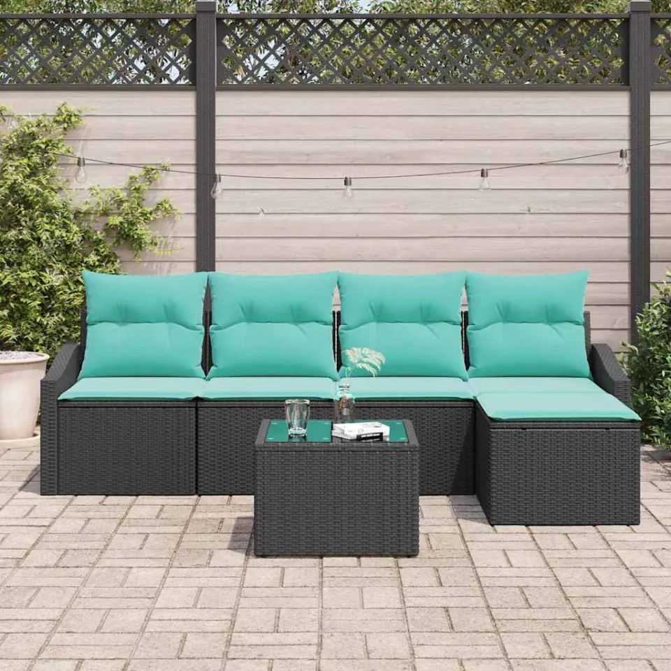 vidaXL Bankstel 6 st Zwart poly rattan, foto 3