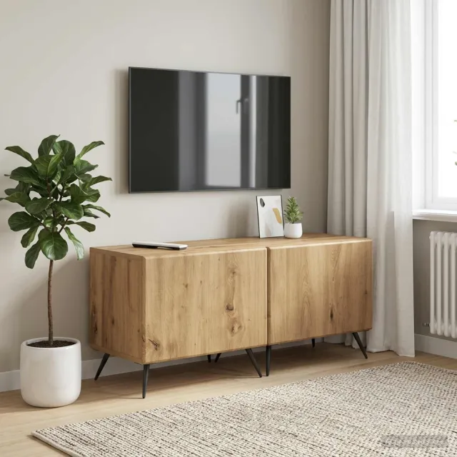 vidaXL Tv-meubel Artisanaal eiken Bewerkt hout Bruin