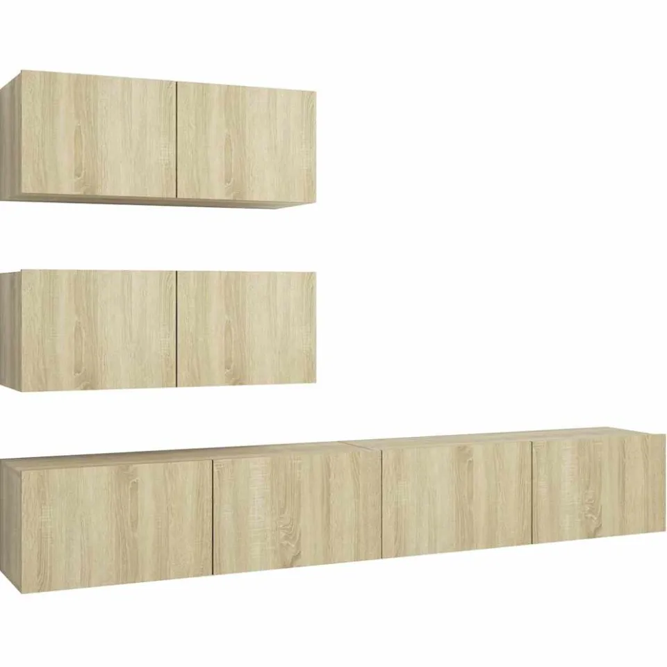 vidaXL 4-delige Tv-meubelset bewerkt hout sonoma eikenkleurig Bruin