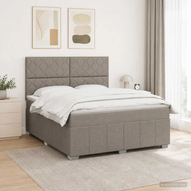 vidaXL Boxspringbed met matras met hoofdeinde Taupe 140 x 190 cm Stof