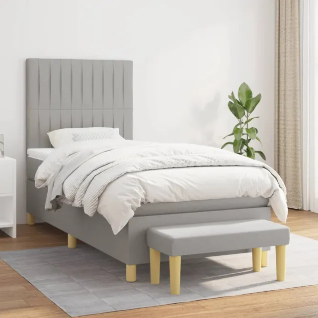 vidaXL Boxspring met matras stof lichtgrijs 80x200 cm grijs