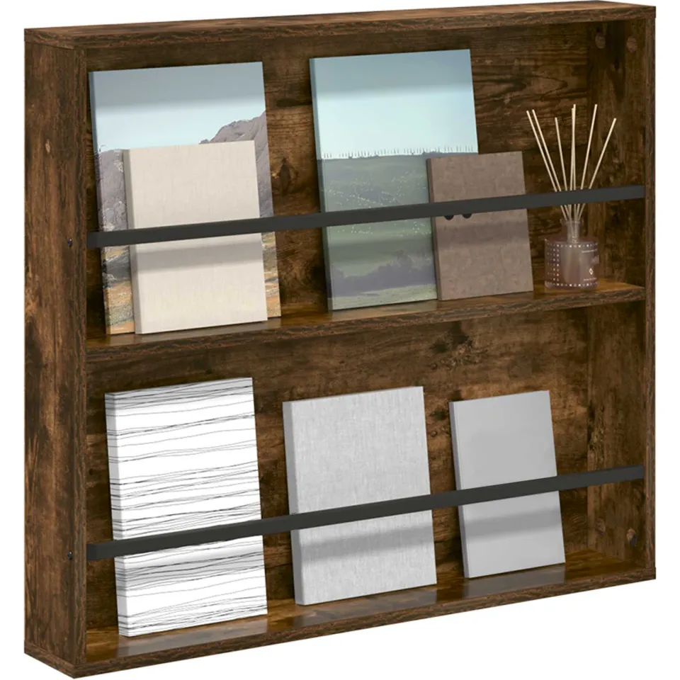 vidaXL Tijdschrift Rek Gerookt eiken 80 x 12 x 70 cm Bewerkt hout Bruin