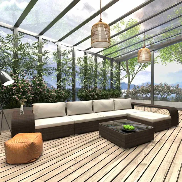 vidaXL 8-delige Loungeset met kussens poly rattan bruin