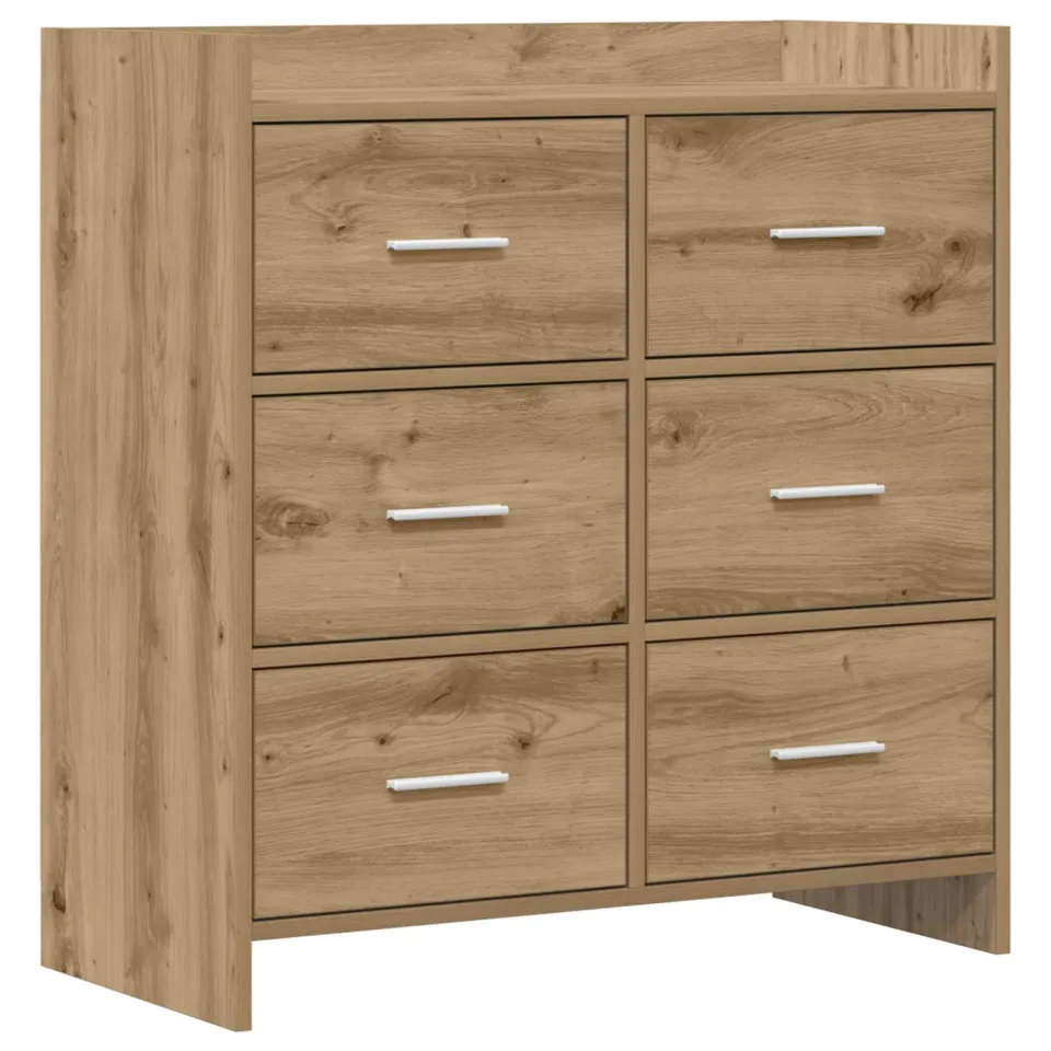 vidaXL Dressoir Artisanaal eiken 75 x 33 x 80 cm Bewerkt hout Bruin