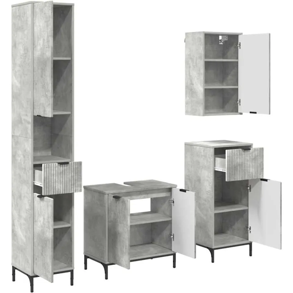 vidaXL Badkamermeubelset met lade Beton Grijs Engineered hout, Metaal, foto 3