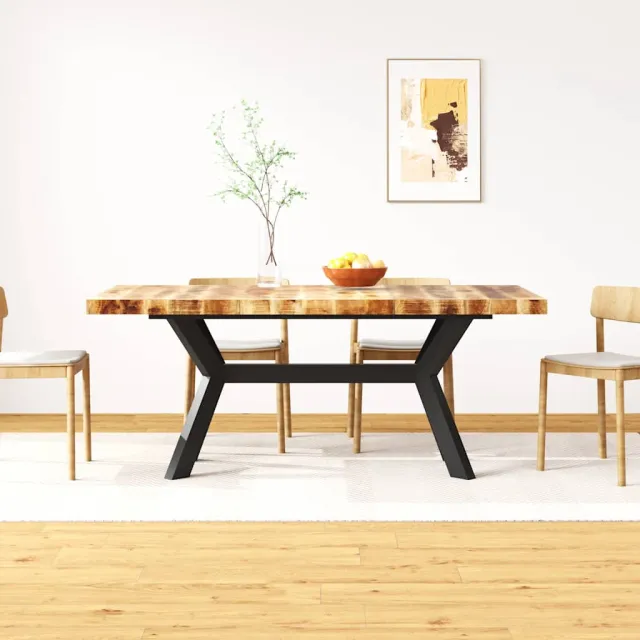 vidaXL Eettafel 180 cm massief mangohout en stalen kruis Bruin