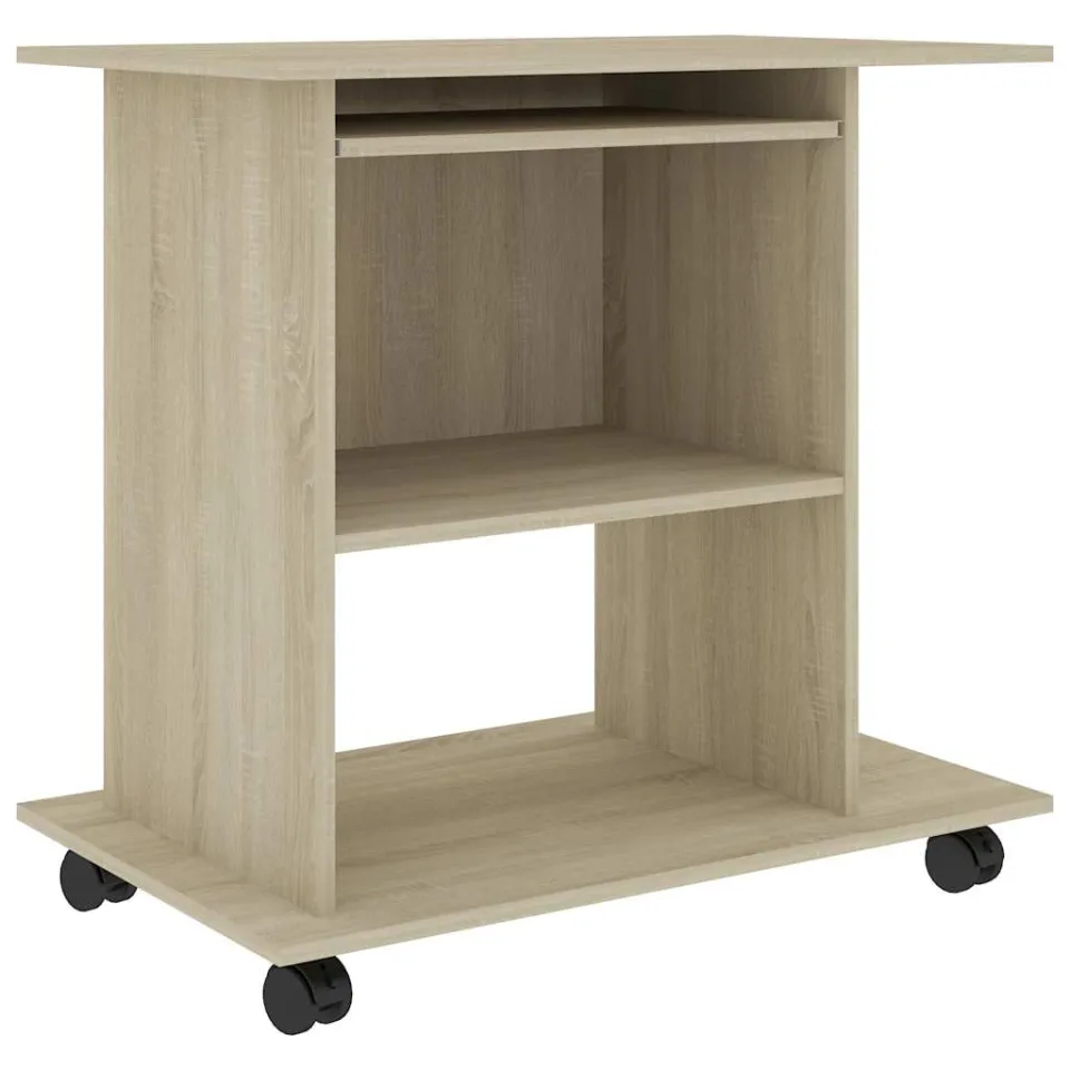 vidaXL Computerbureau 80x50x75 cm bewerkt hout sonoma eikenkleurig, foto 3
