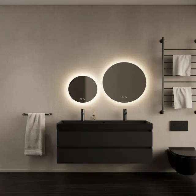 Gliss Design Badkamermeubelset Gliss Design Milan Met Lako Mat Zwarte Wastafel 120 cm Mat Zwart