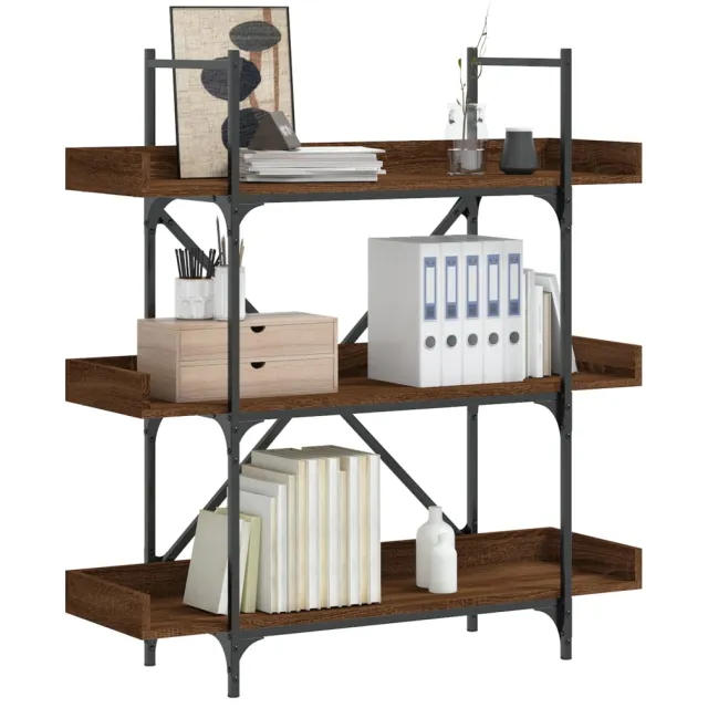 vidaXL Bookcase 3-laags 39.4 x 13.0 x 42.7 in Brown Oak Bruin