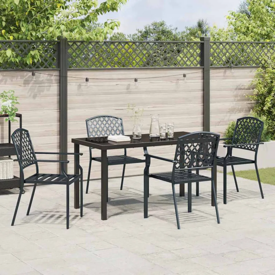 vidaXL Tuin eettafelset 5 st Antraciet Gepoedercoat staal, foto 3