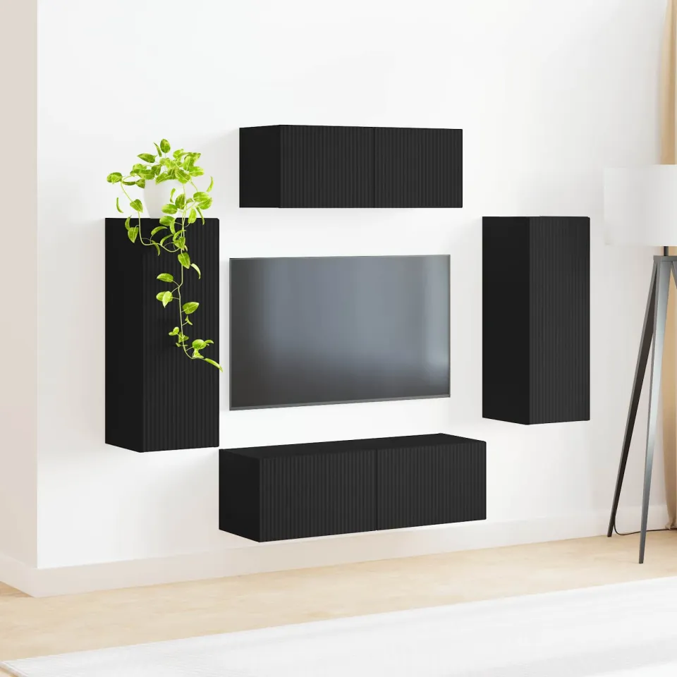 vidaXL Tv-meubelset 4 st Zwart Bewerkt hout, foto 4