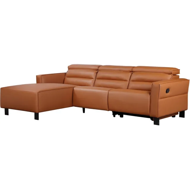 Notio Living Carpari-Hoekbank 3-zits - Handmatige Relax - Cognac PU Bruin