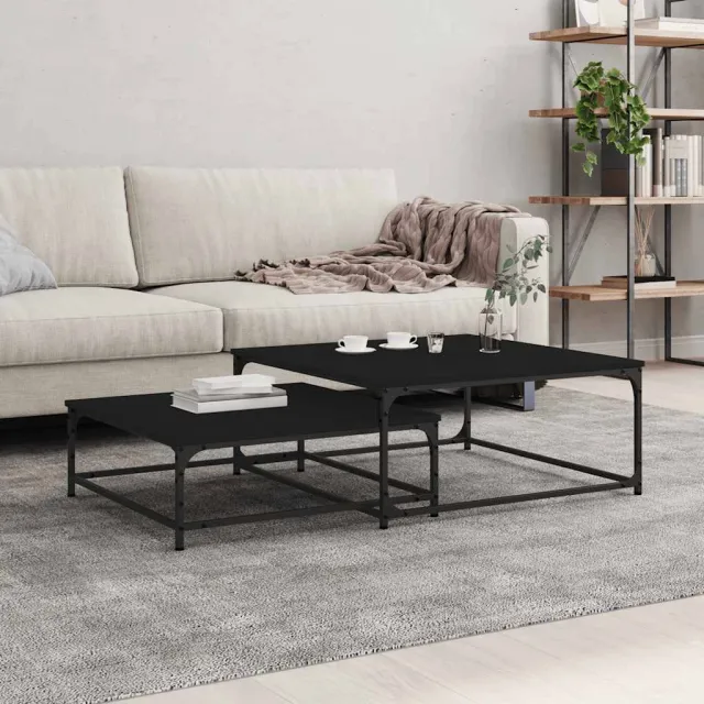 vidaXL 2-delige Tafeltjesset bewerkt hout zwart, foto 2