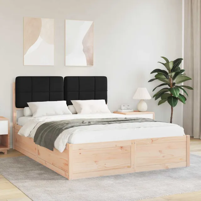 vidaXL Bedframe met Gevoerd Hoofdgedeelte Zwart 140 x 190 cm