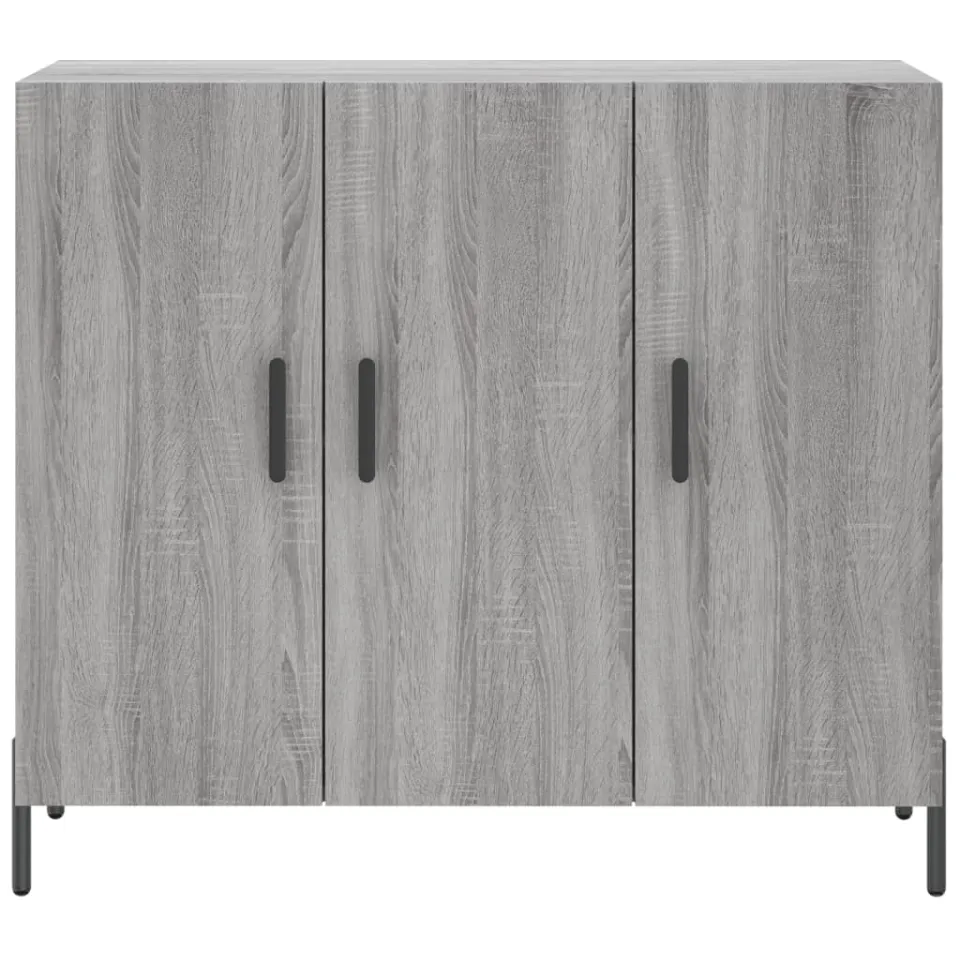 vidaXL Dressoir 90x34x80 cm bewerkt hout grijs sonoma eikenkleurig, foto 4