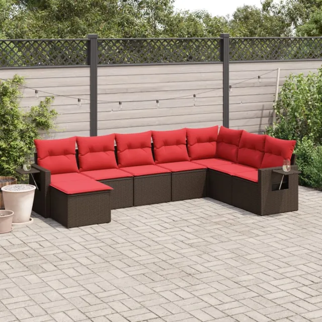 vidaXL 8-delige tuinbankset met kussens, bruin polyrotan, foto 2