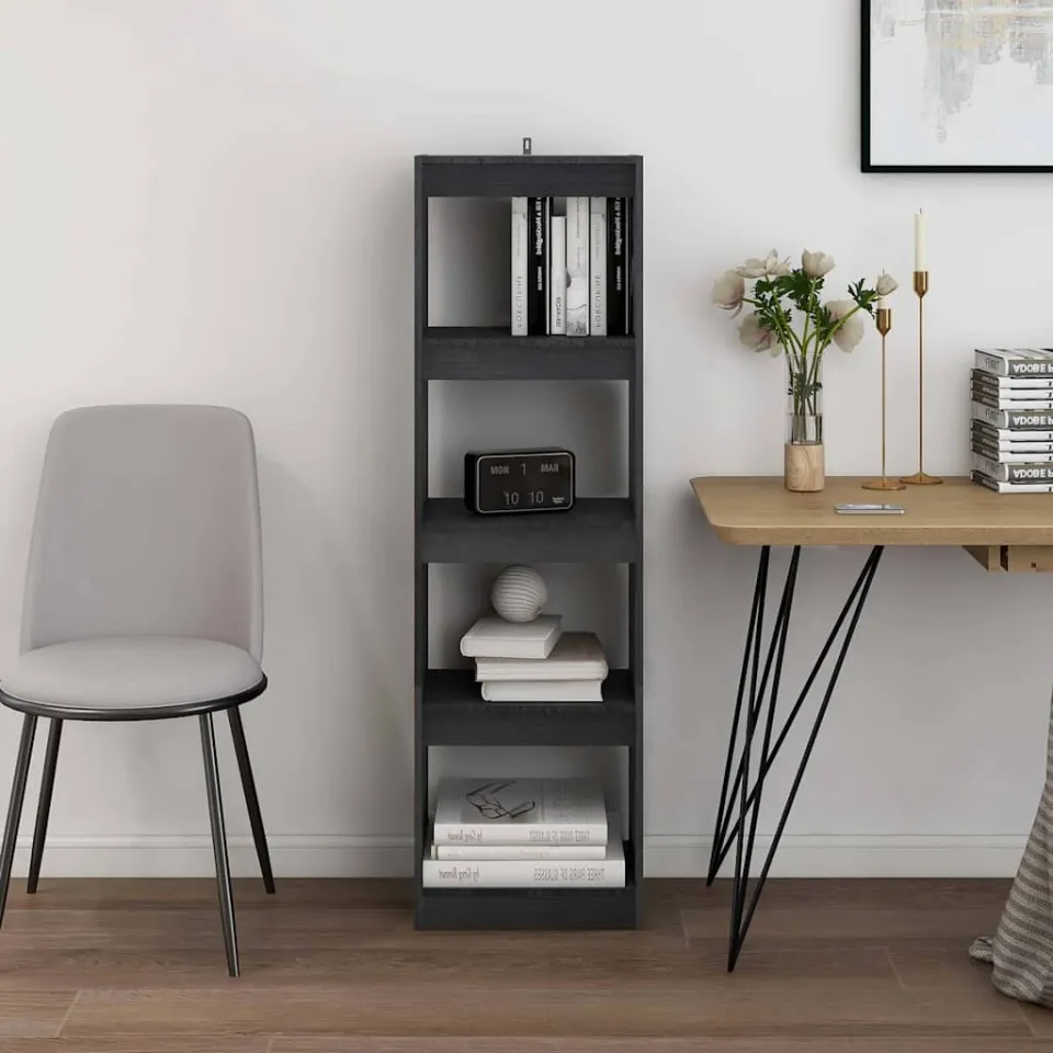 vidaXL Boekenkast/kamerscherm 40x30x135,5 cm grenenhout grijs, foto 2