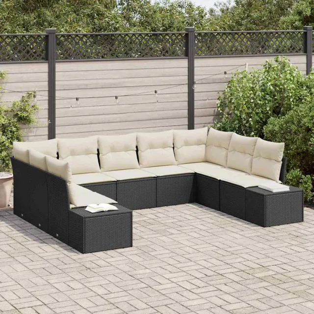 vidaXL Tuin Sofa Set 9 st Zwart poly rattan, foto 2