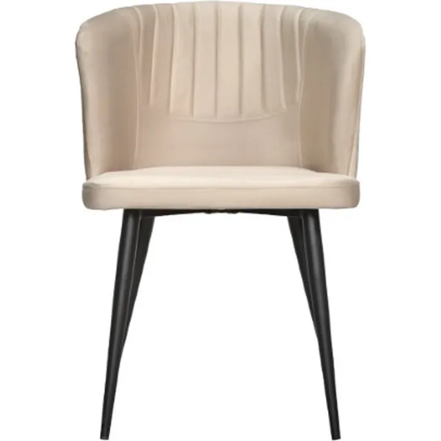 Soof&Tess - Siena Eetkamerstoel - Beige - Fluweel - Velvet - Industrieel - Met armleuning - Easy Clean Stoffen - Hoge Kwaliteit