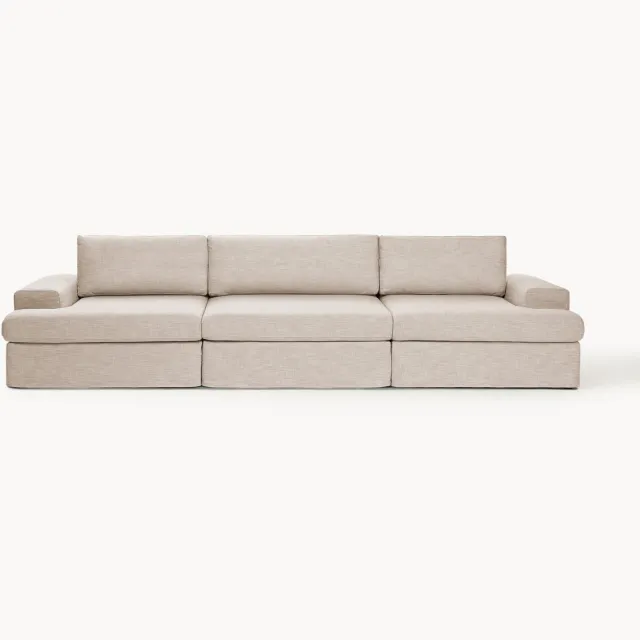Westwing Collection Modulaire bank Russell (4-zits) met afneembare hoezen Beige