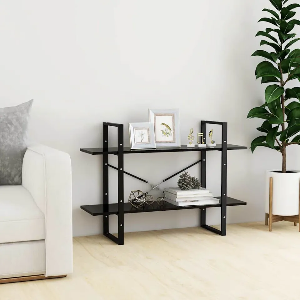 vidaXL Boekenkast met 2 schappen 100x30x70 cm bewerkt hout zwart, foto 3