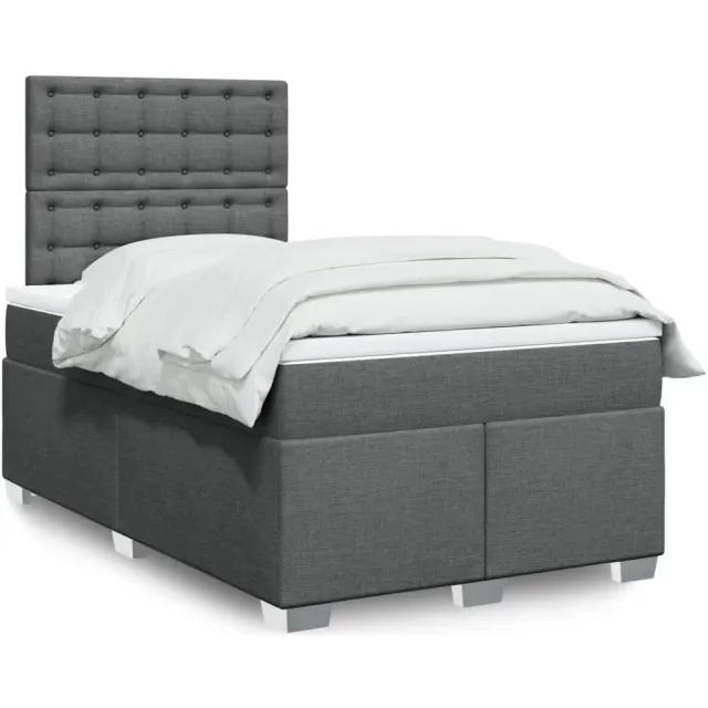 vidaXL Boxspring met matras stof donkergrijs 120x200 cm grijs