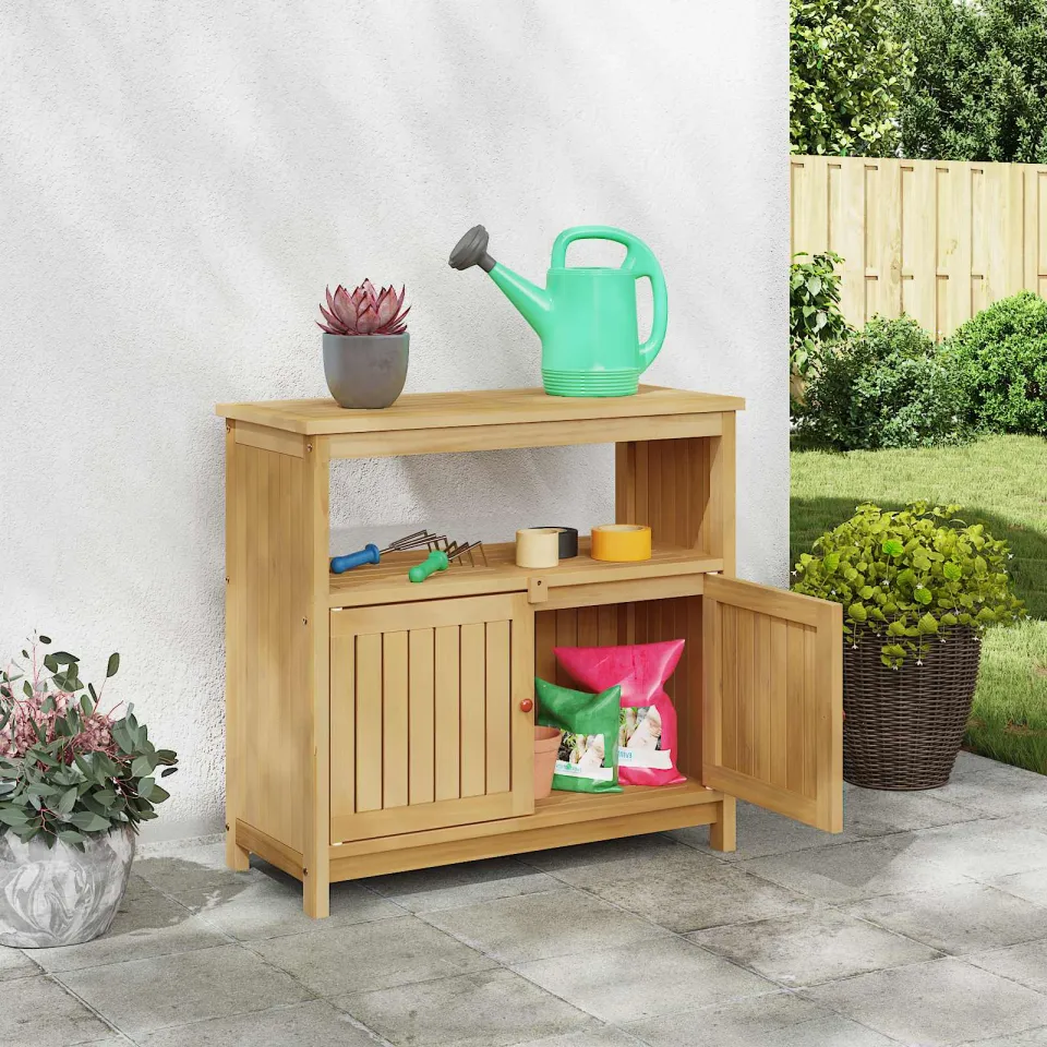 vidaXL Tuin Console Tafel Licht acacia 80 x 35 x 75 cm bruin, foto 4