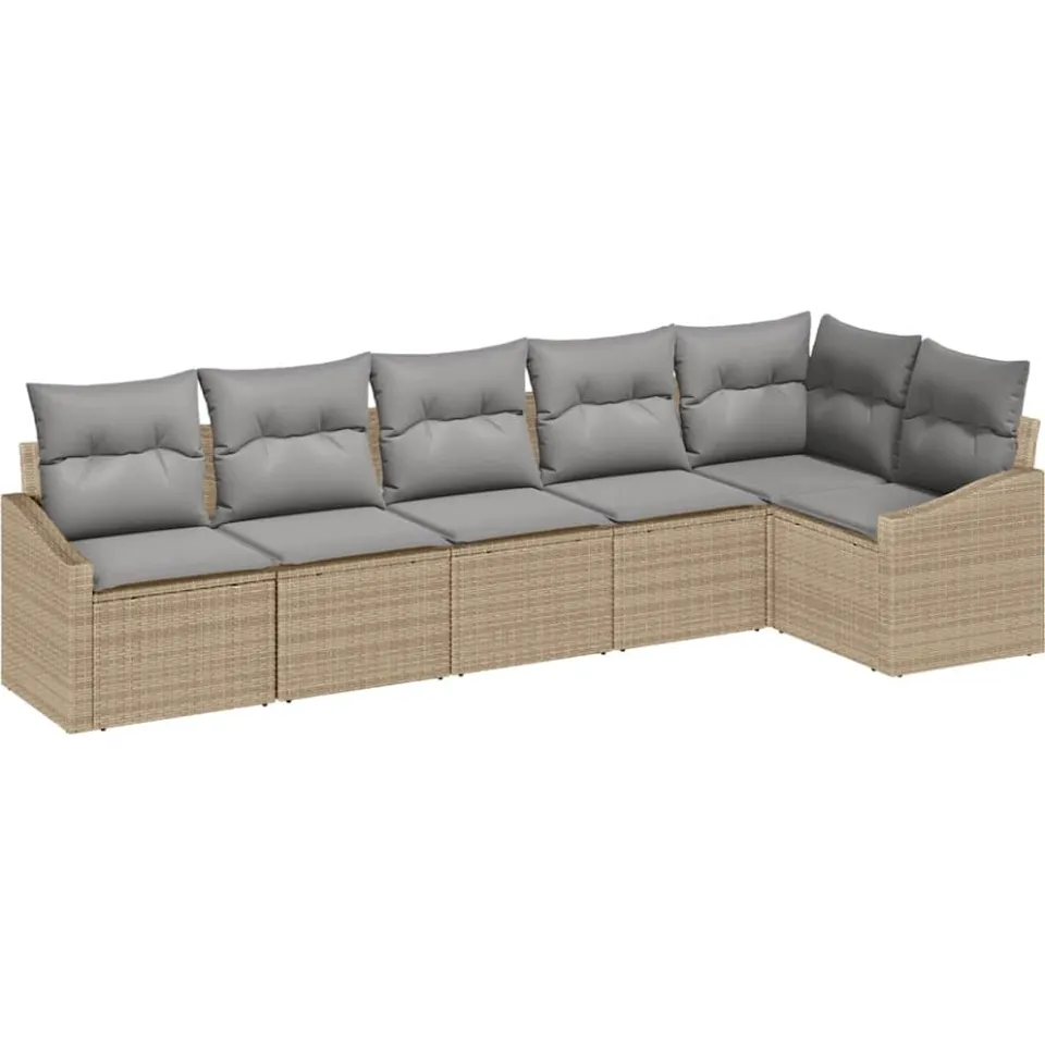 vidaXL Tuinbankenset 6 st Beige en Licht Grijs poly rattan