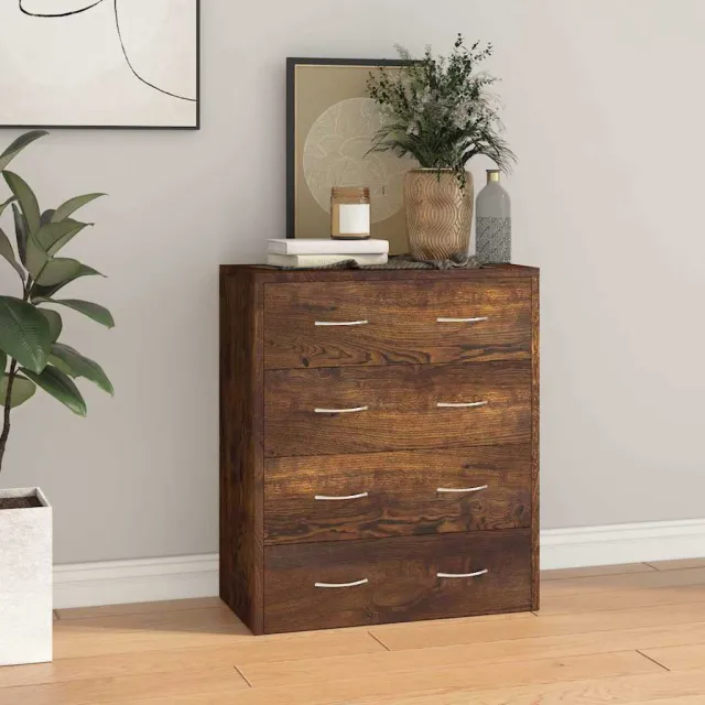 vidaXL Dressoir met 4 lades 60x30,5x71 cm gerookt eiken Bruin