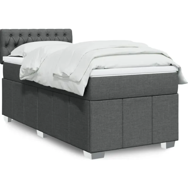 vidaXL Boxspring met matras stof donkergrijs 80x200 cm grijs