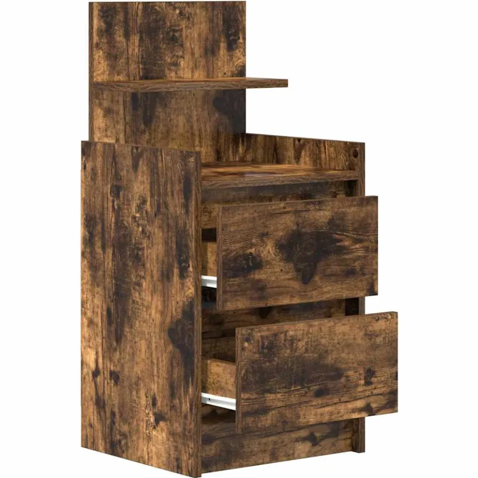 vidaXL Nachtkastjes met 2 lades 2 st 38x34x80 cm gerookt eikenkleurig, foto 4