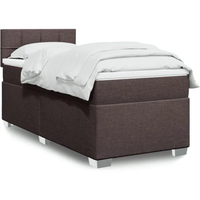 vidaXL Boxspring met matras stof donkerbruin 90x200 cm bruin