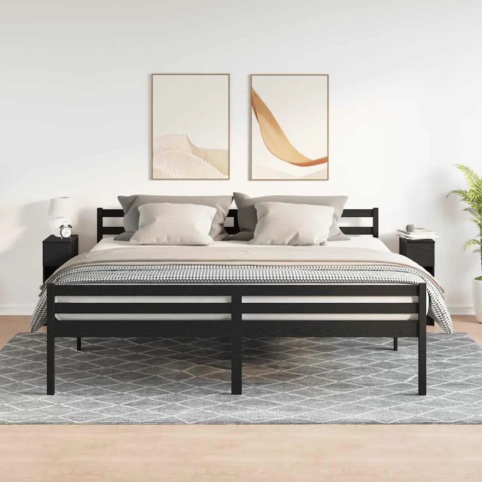 vidaXL Nachtkastjes 2 st met lade 20x36x60 cm zwart eikenkleurig, foto 2