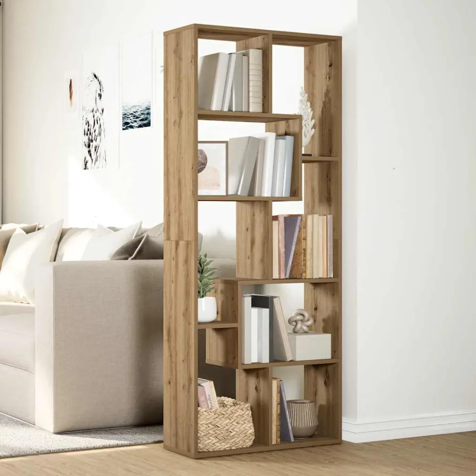vidaXL Kamerscherm / boekenkast 67x25x161,5 cm hout artisanaal eiken, foto 3