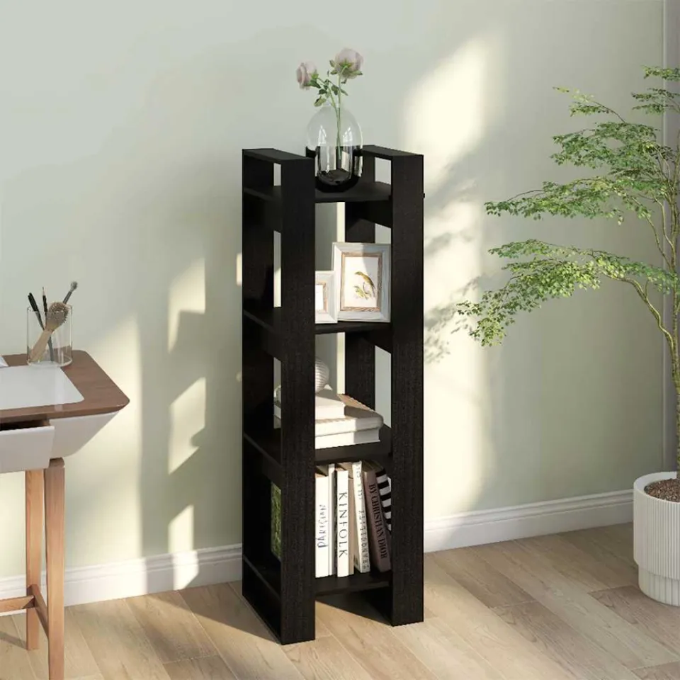 vidaXL Boekenkast/kamerscherm 41x35x125 cm massief grenenhout zwart, foto 2