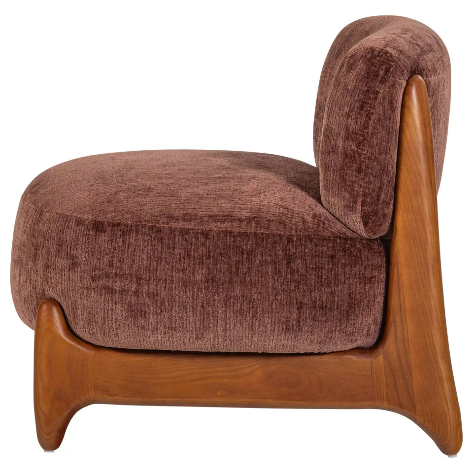 WOOOD Runi Fauteuil - Hout/Velvet - Paars/Bruin - 69x64x72, foto 3
