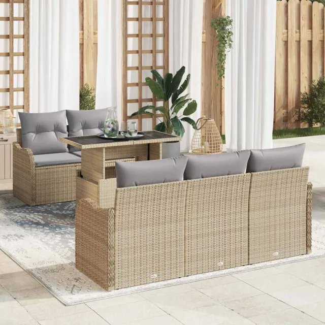 vidaXL Tuin Sofa Set 6 st Beige poly rattan, foto 2
