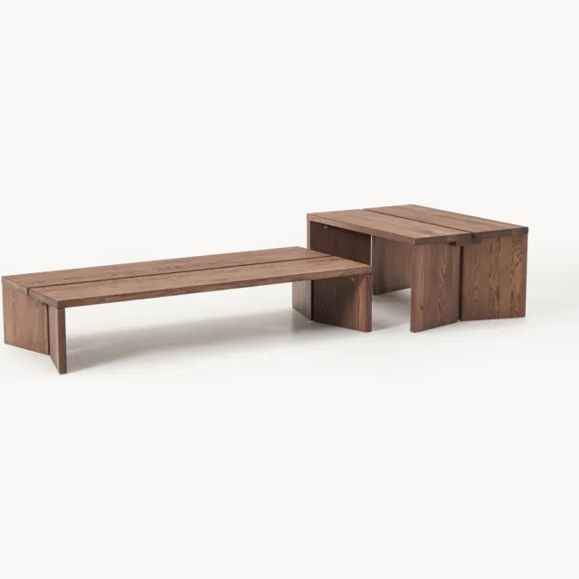 Westwing Collection Salontafels Amad van eikenhout, 2-delig Bruin