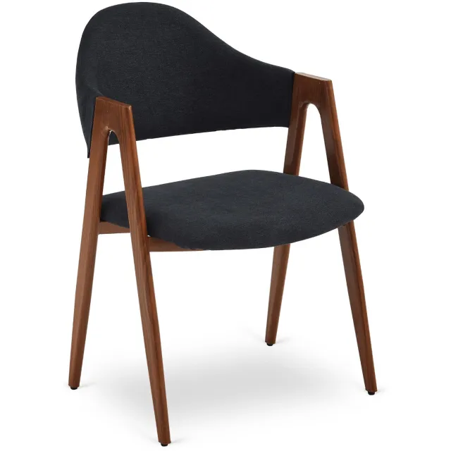 Mebel Elite Ruiz - Gestoffeerde Eetkamerstoel - Zwart/Noten - Met Armleuningen Zwart;Notenbruin