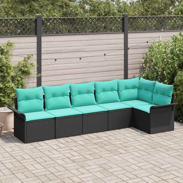 vidaXL Tuin Sofa Set 6 st Zwart poly rattan, foto 2