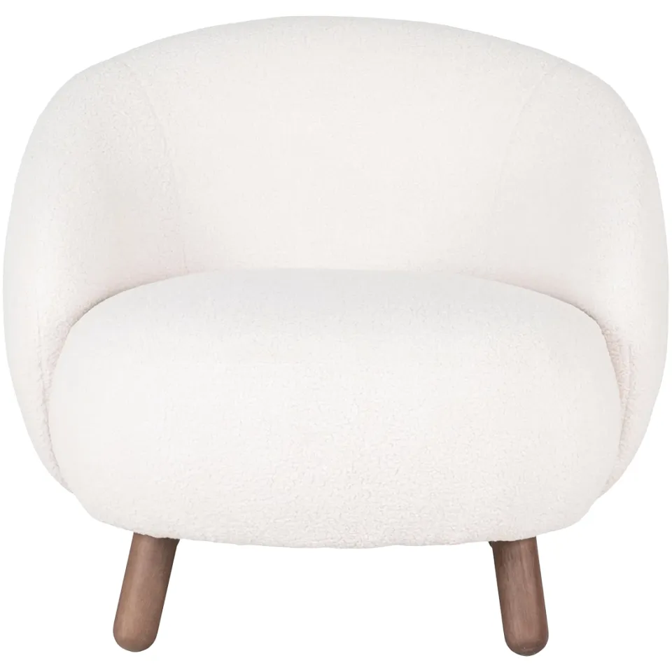 Artichok Mona fauteuil teddystof wit - met walnoot kleur poten, foto 3